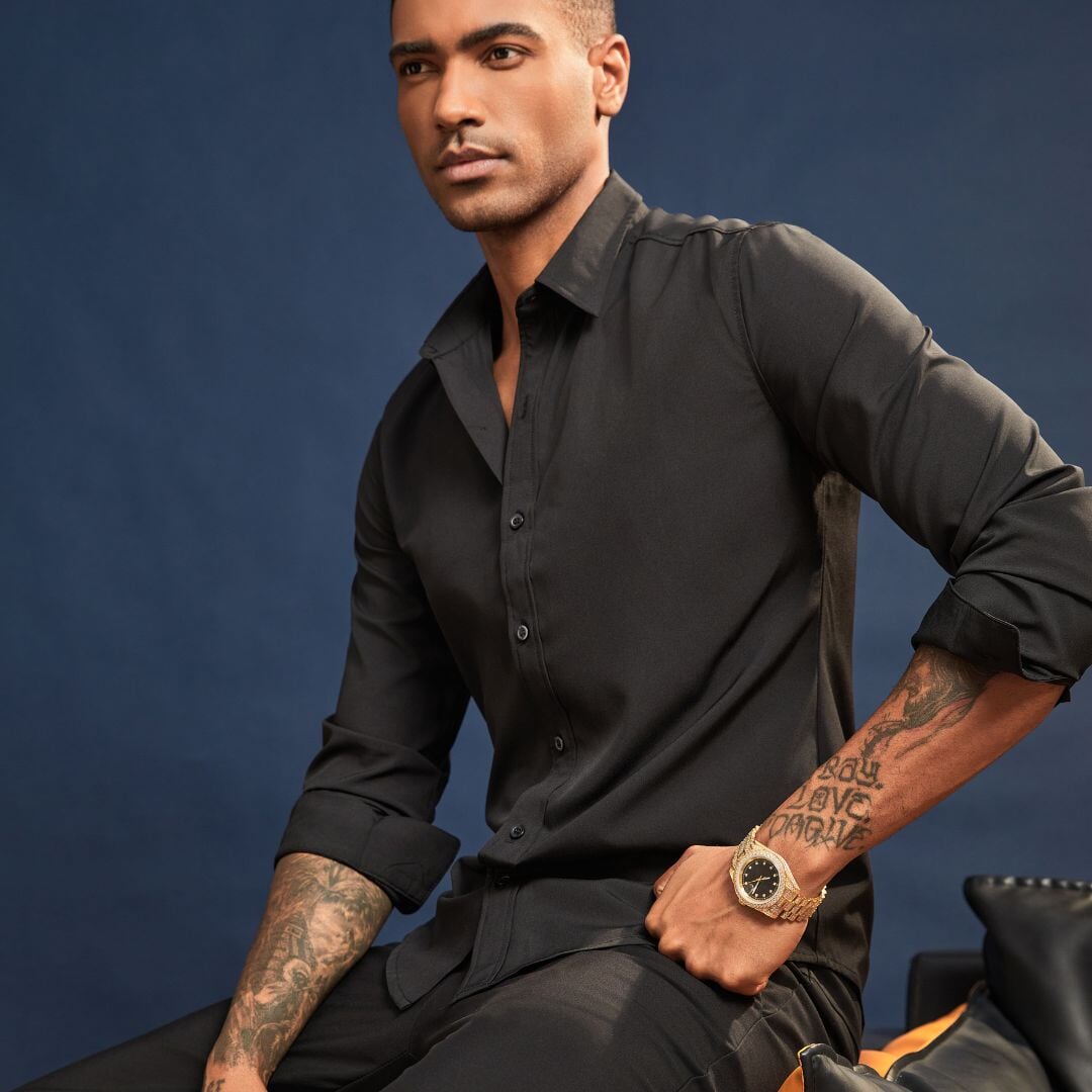 Moissanite Iced Out Presidential Watch in 14K Gold - Black 