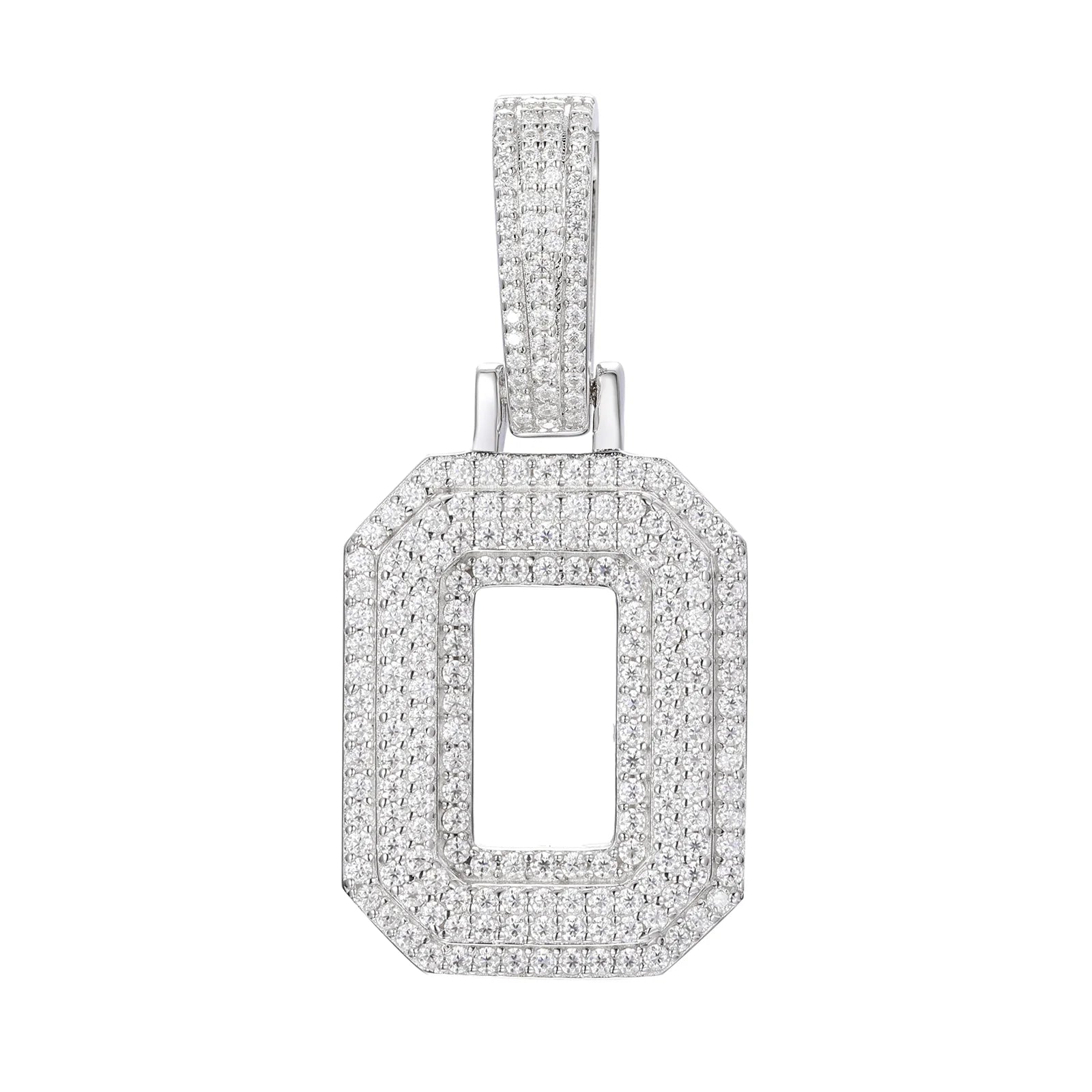 Moissanite Inital Letter Pendant in Solid Silver White Gold Charms & Pendants 