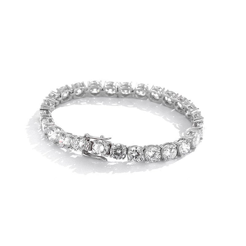 Moissanite Silver Tennis Chain Bracelet - 6.5mm Bracelets 