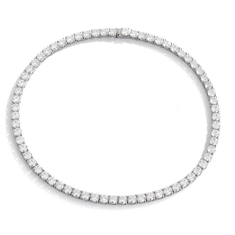 Moissanite Tennis Chain in Silver White Gold - 6.5mm Necklaces 