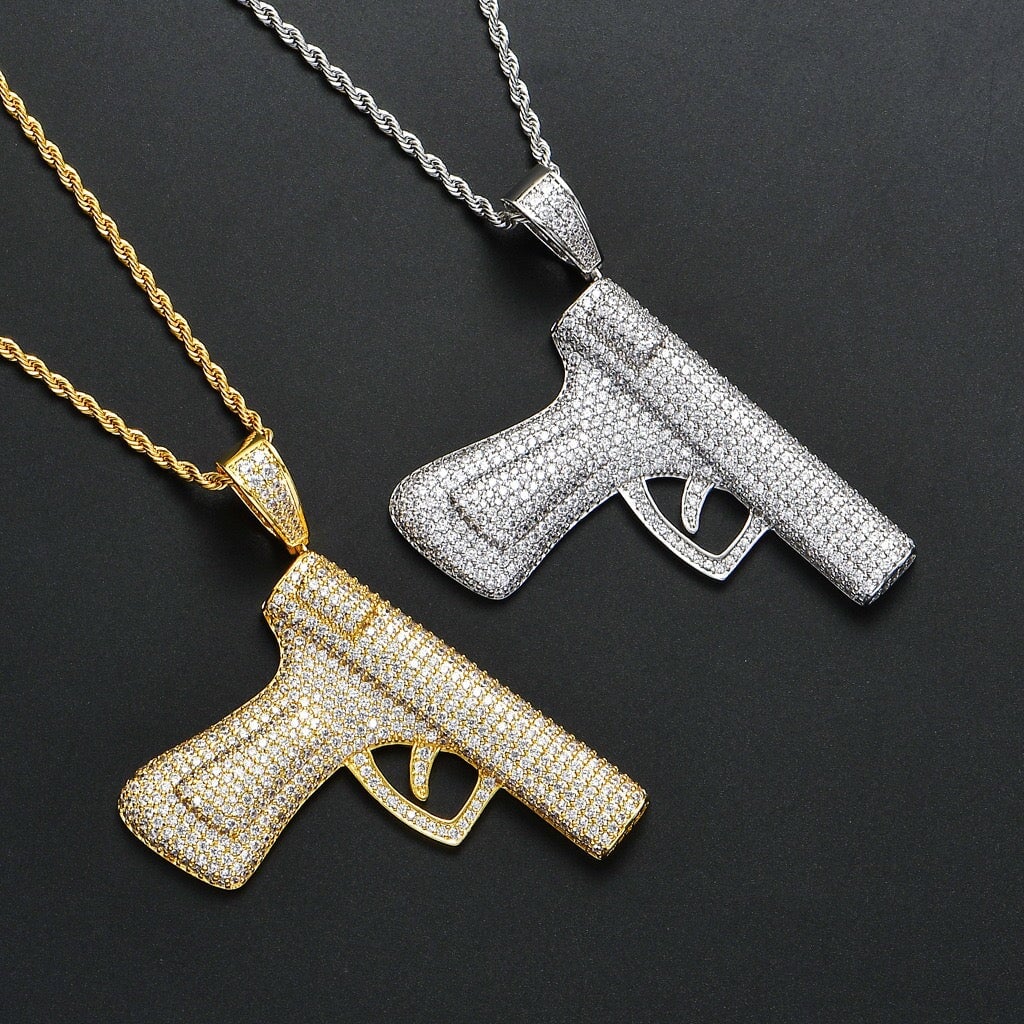 Pistol Handgun Pendant - 3.5inch Charms & Pendants 