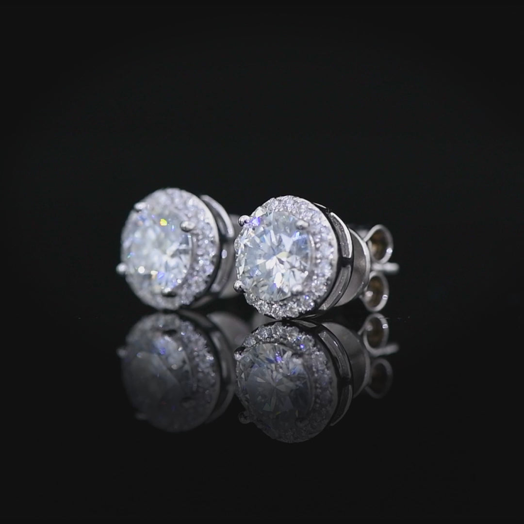 Bling Proud Moissanite Halo Round Stud Earrings