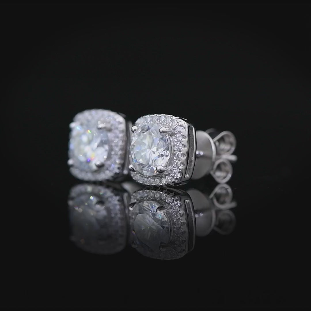 Bling Proud Moissanite Halo Square Stud Earrings