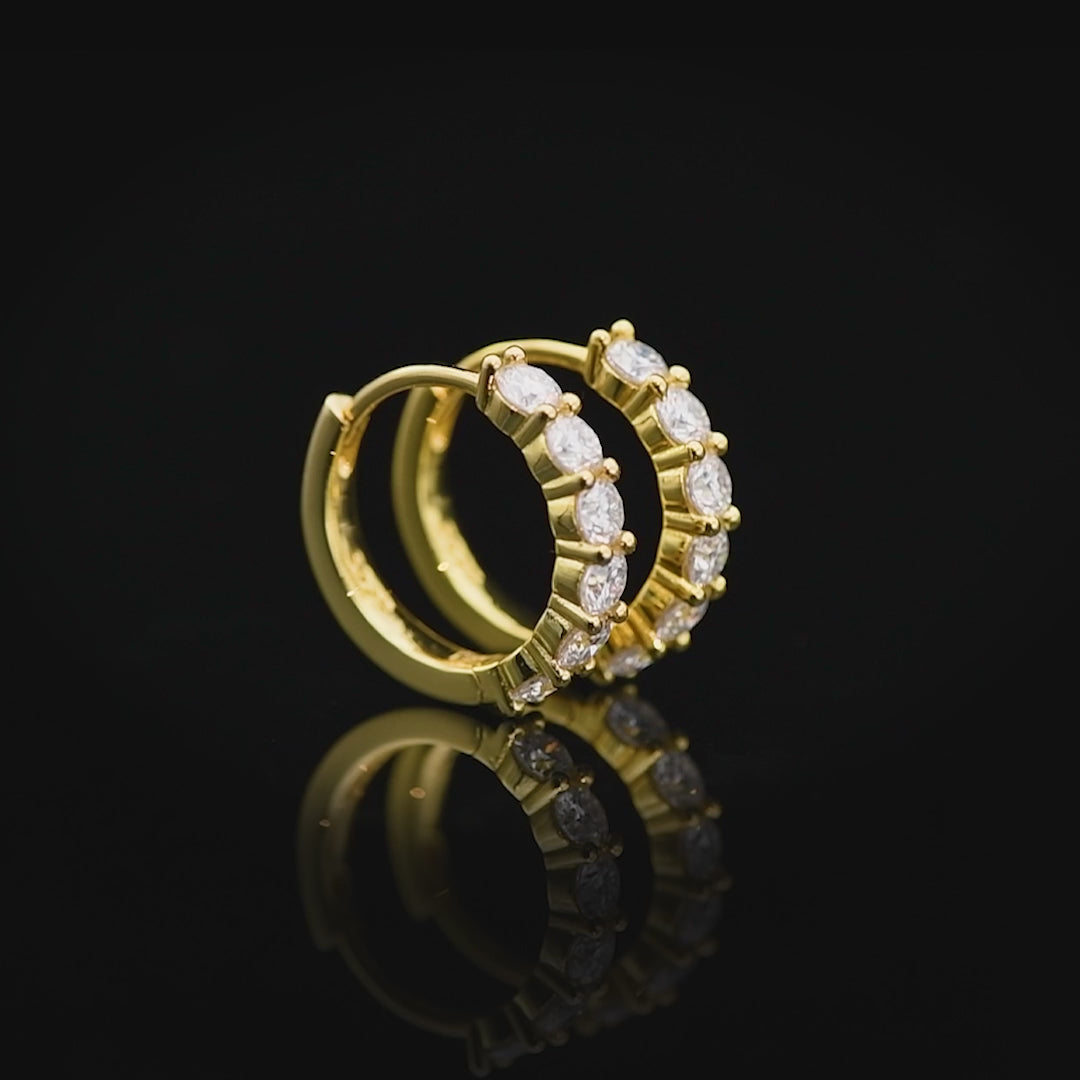 Bling Proud Moissanite Tennis Hoop Earrings 14K Gold