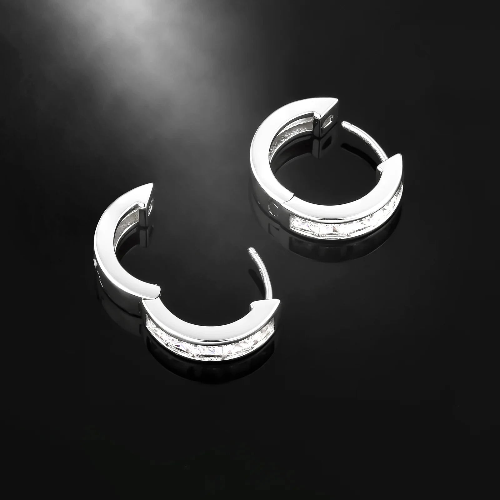 Princess Cut Diamond Hoop Earrings in White Gold Earrings 