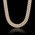S925 Baguette Moissanite Diamond Cuban Link Chain in 14K Gold - 16mm 