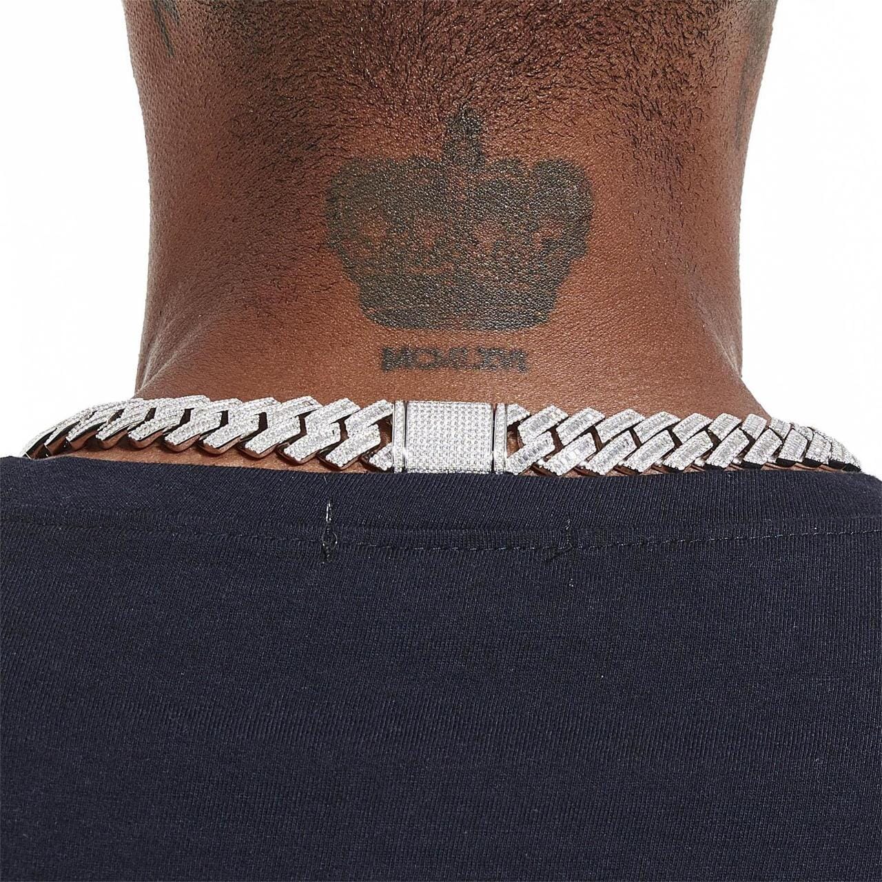 S925 Baguette Moissanite Diamond Cuban Link Chain in White Gold - 16mm 