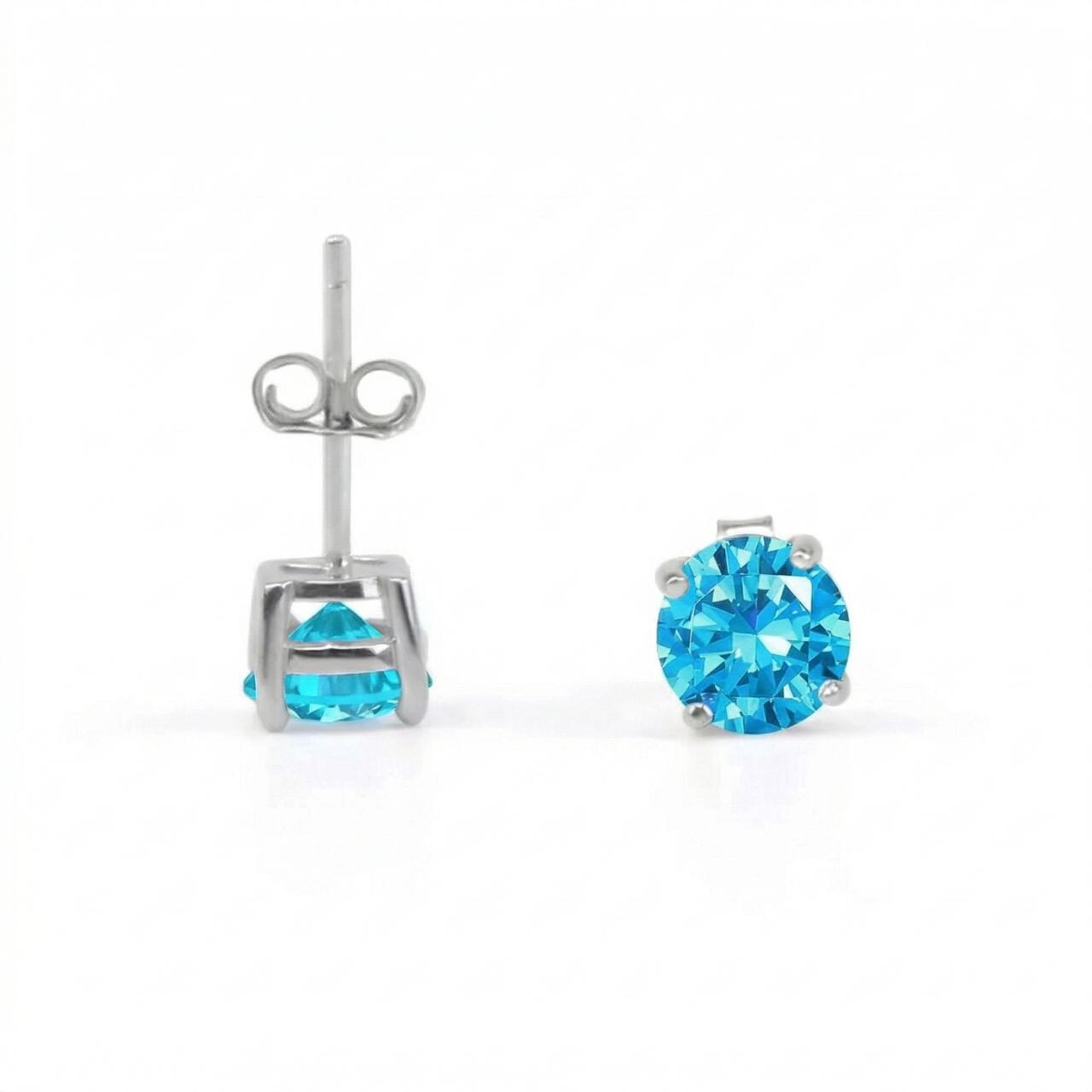 S925 Blue Moissanite Earring Studs in White Gold - 1.0 Carat Earrings 