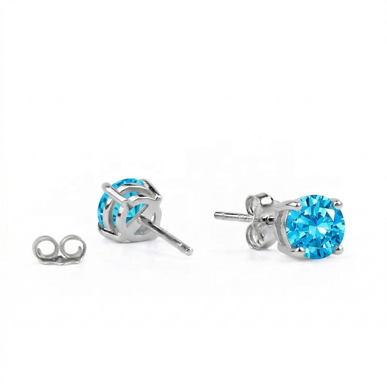 S925 Blue Moissanite Earring Studs in White Gold - 1.0 Carat Earrings 