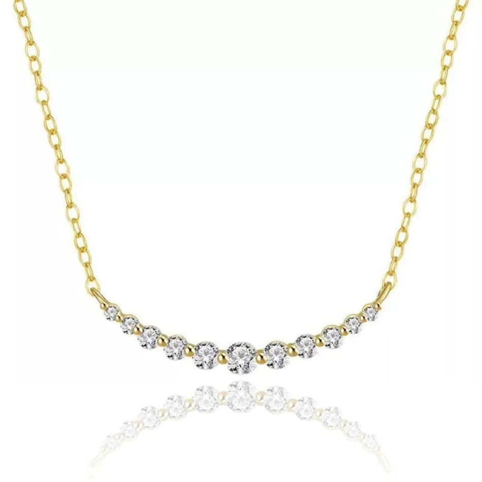 S925 Crescent Smile Moissanite Necklace in 14K Gold Necklaces 