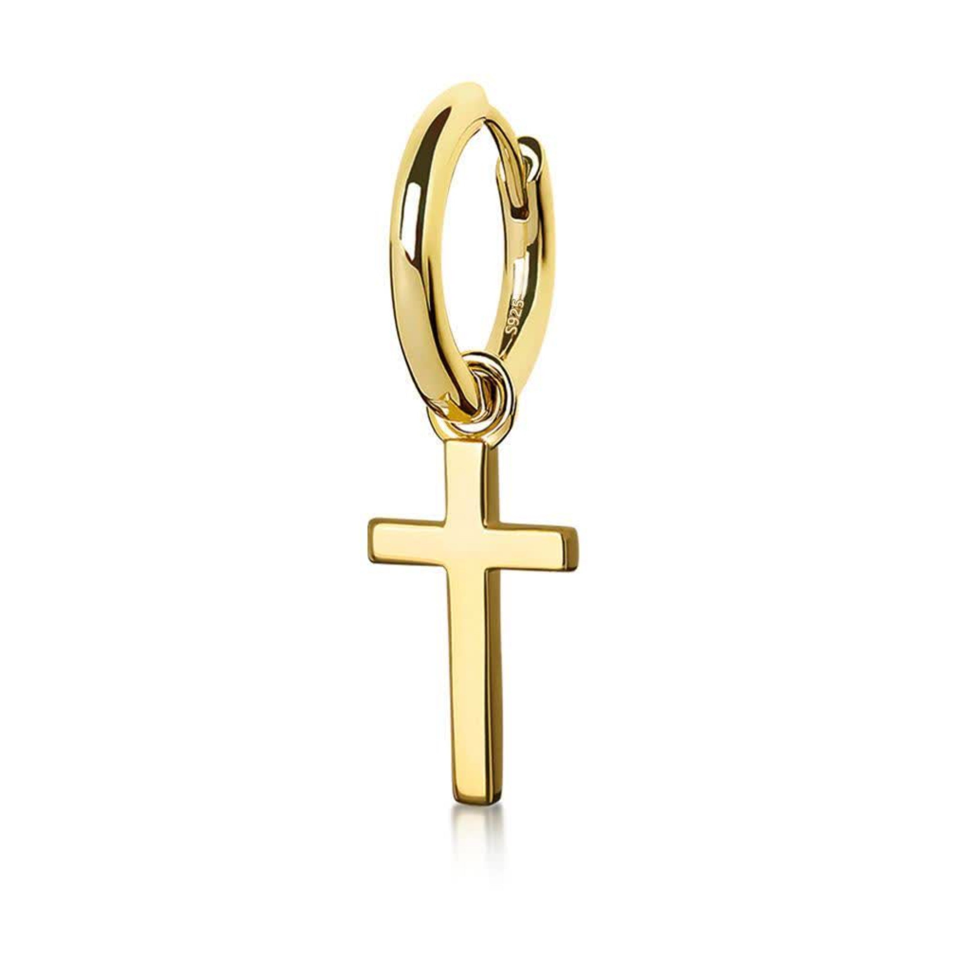 S925 Cross Dangle Earrings - 14K Gold S925 14K Gold Single