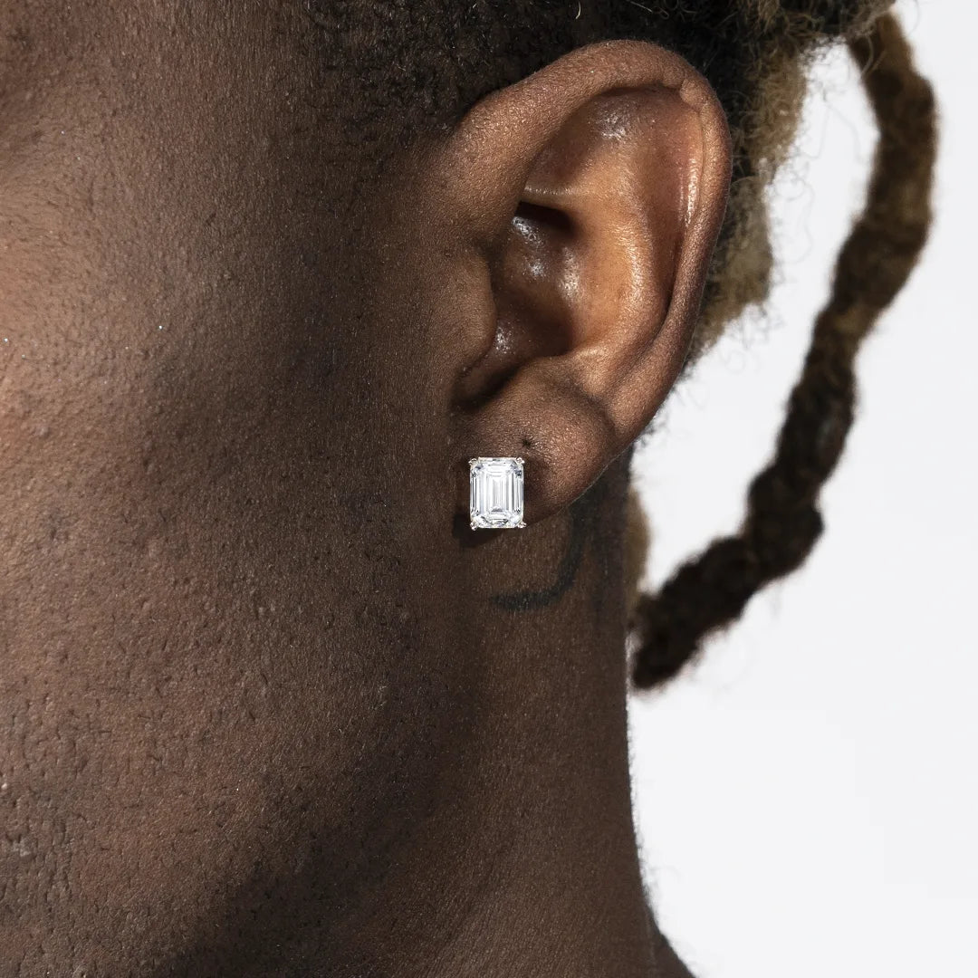 S925 Emerald Cut Stud Earrings - 2.0 Carat Earrings 