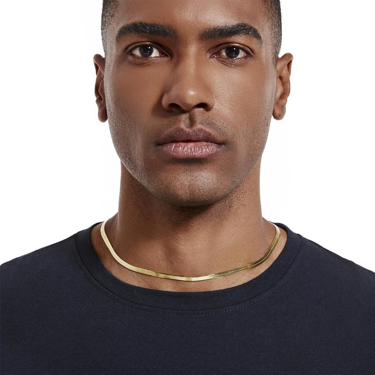 S925 Italy Silver Herringbone Snake Chain in 14K Gold - 4mm 