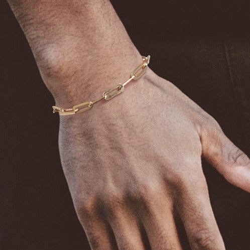 S925 Italy Silver Paper Clip Bracelet in 14K Gold Vermeil - 5mm Bracelets 