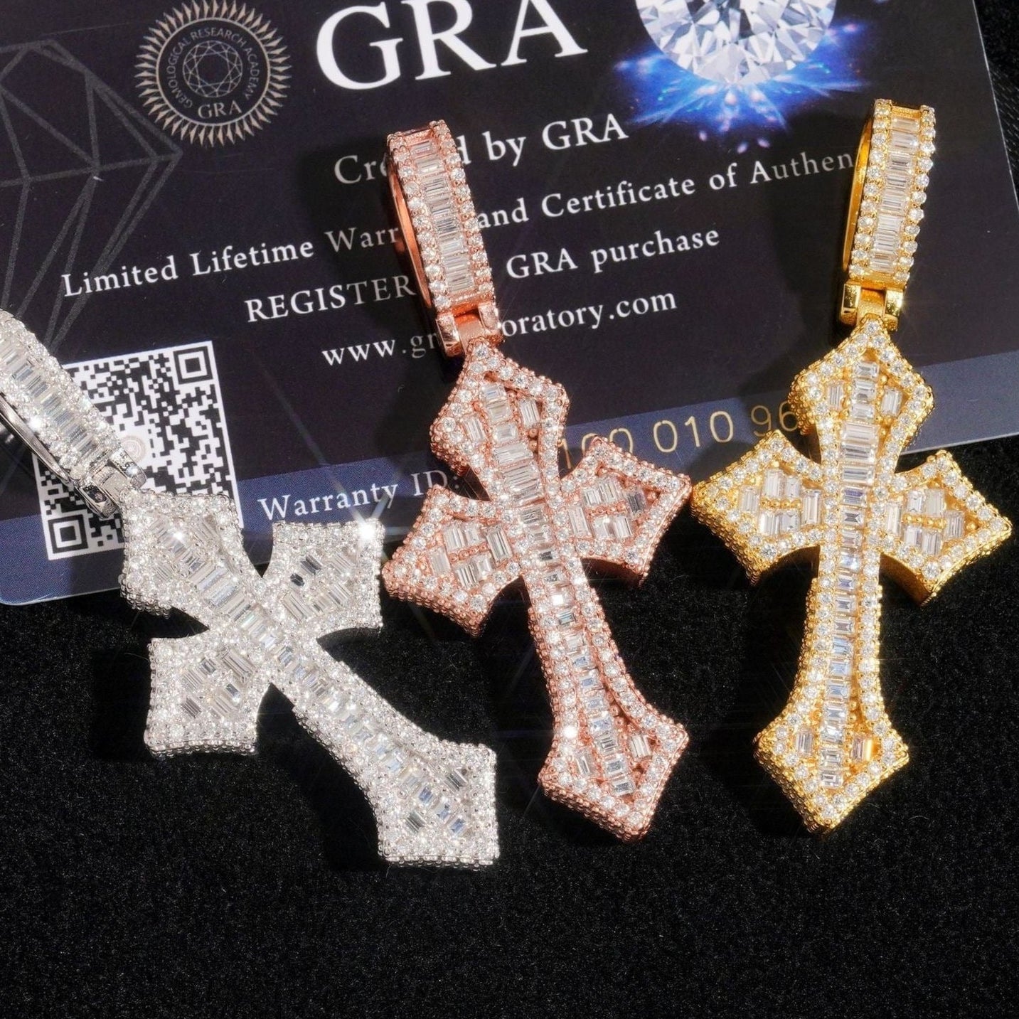 S925 Moissanite Baguette Cross Pendant Charms & Pendants 