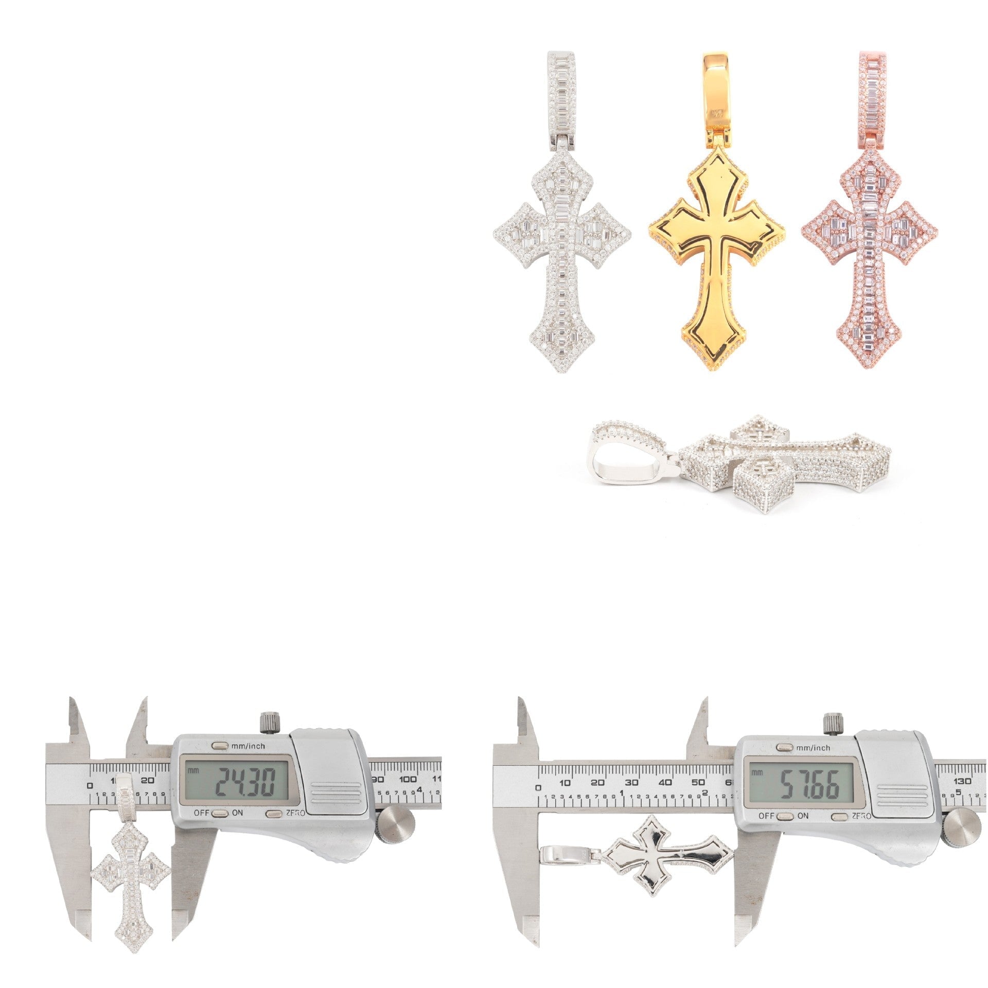 S925 Moissanite Baguette Cross Pendant Charms & Pendants 