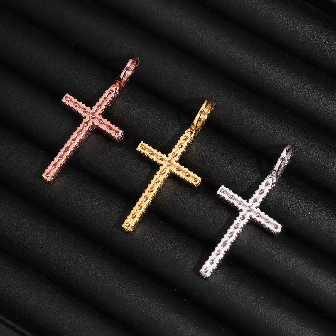 S925 Moissanite Cross Pendant in 3mm Moissanite Charms & Pendants 