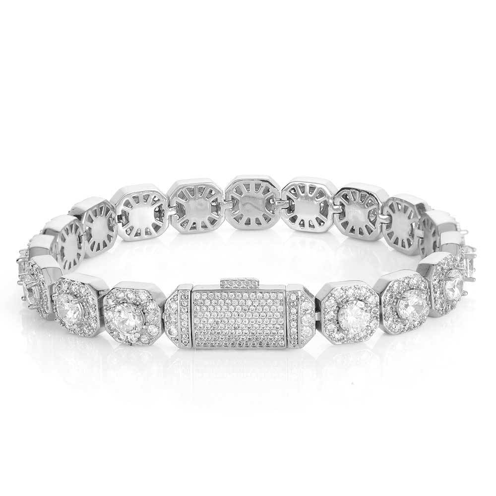 S925 Moissanite Diamond Cluster Tennis Bracelet - 10mm 