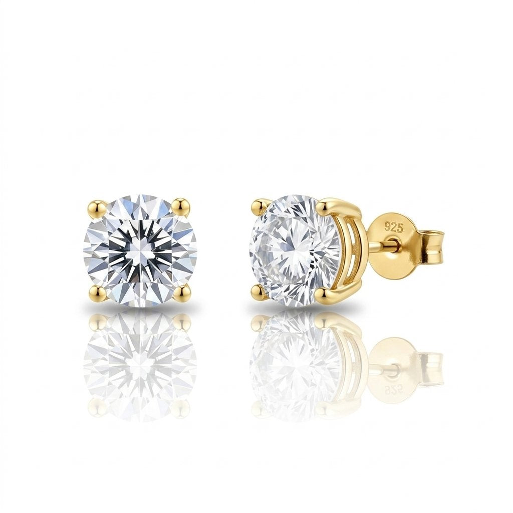 S925 Moissanite Diamond Earrings Studs in 14K Gold Earrings 
