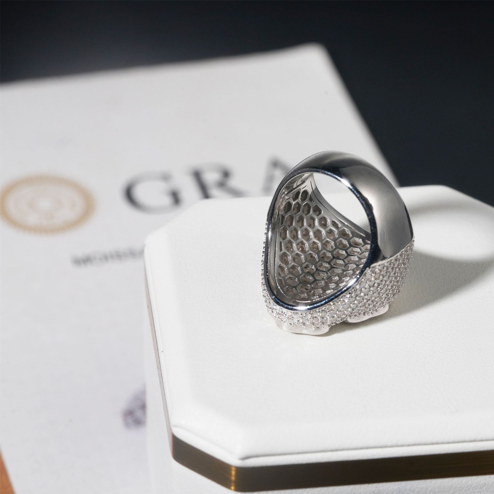 S925 Moissanite Diamond Fully Iced Cross Shape Ring Rings 