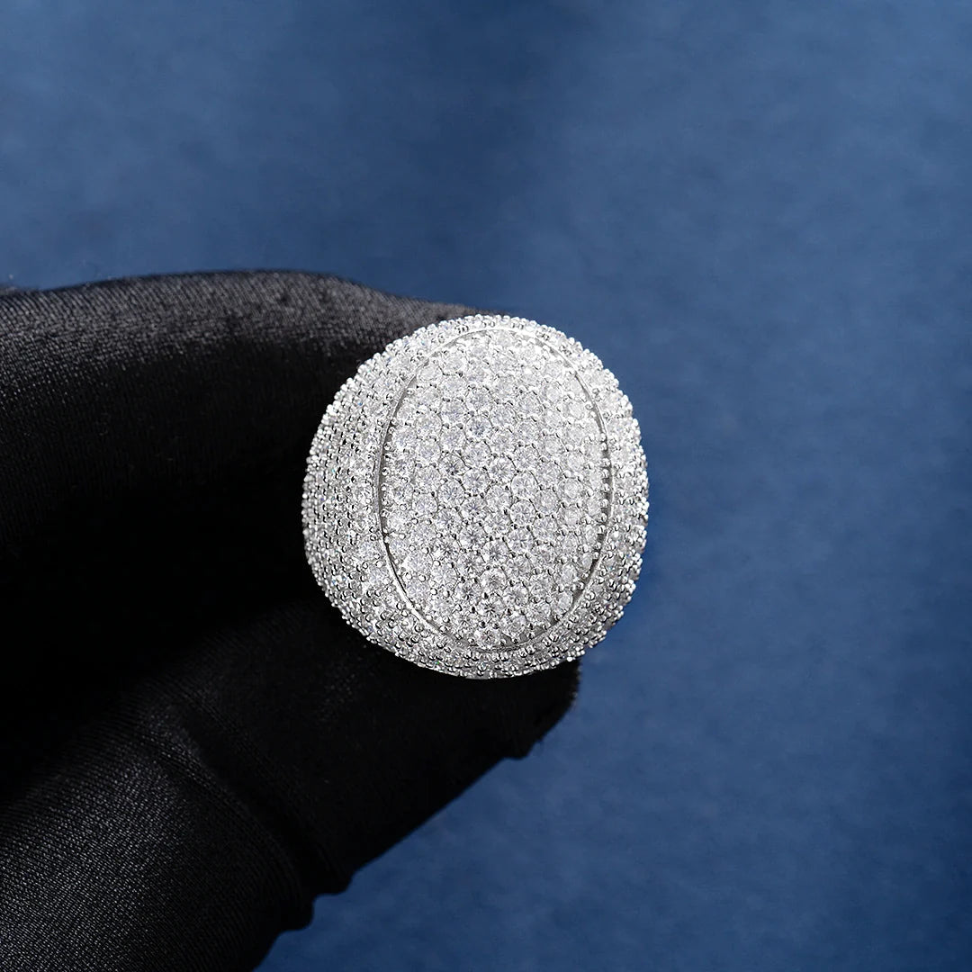 S925 Moissanite Diamond Fully Iced Lagre Oval Ring - VVS1 Rings 