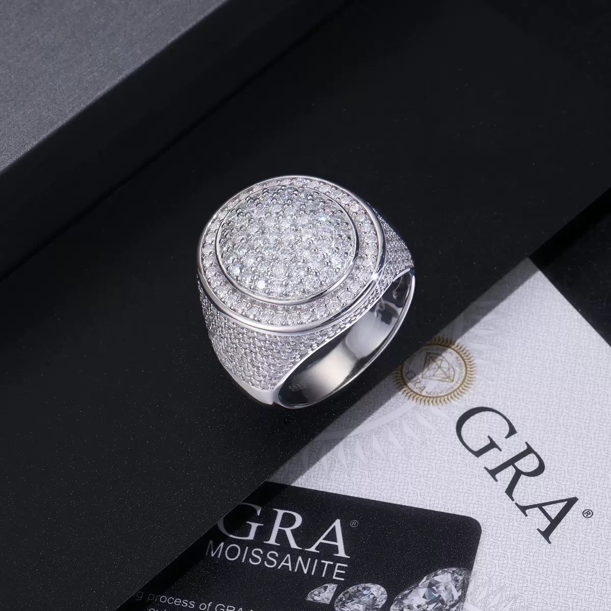 S925 Moissanite Diamond Fully Iced Round Ring Rings 