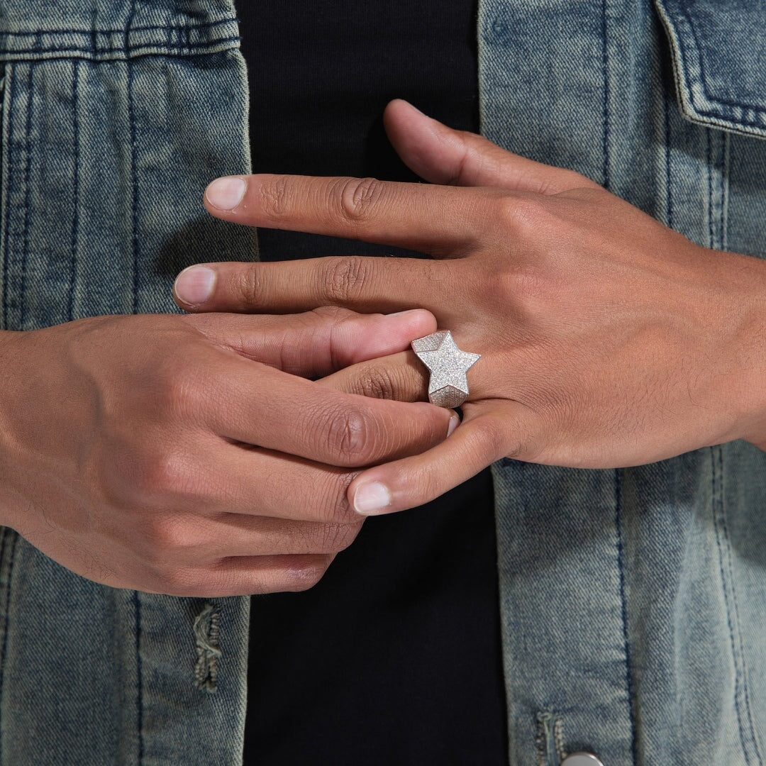 S925 Moissanite Diamond Iced Out Hip Hop Star Ring - VVS1 Rings 