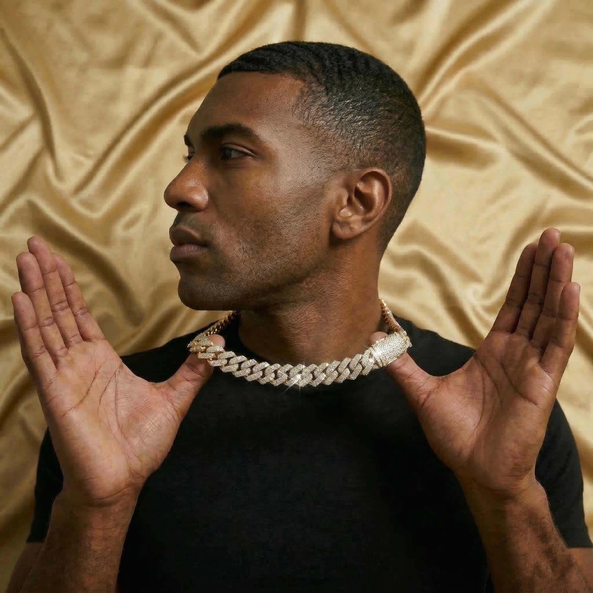 S925 Moissanite Diamond Prong Cuban Link Chain in 14K Gold - 12mm Necklaces 