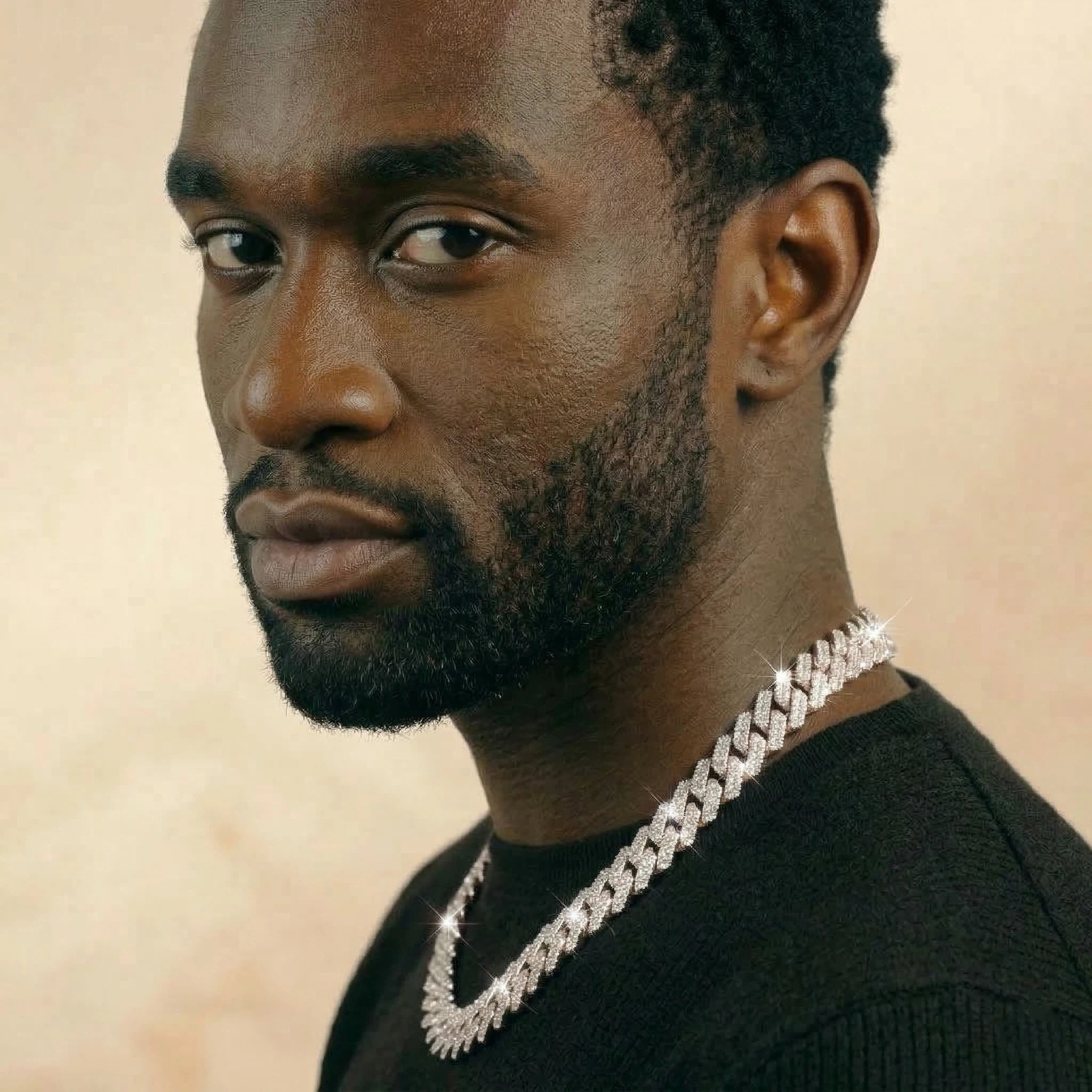 S925 Moissanite Diamond Prong Cuban Link Chain in White Gold - 12mm Necklaces 