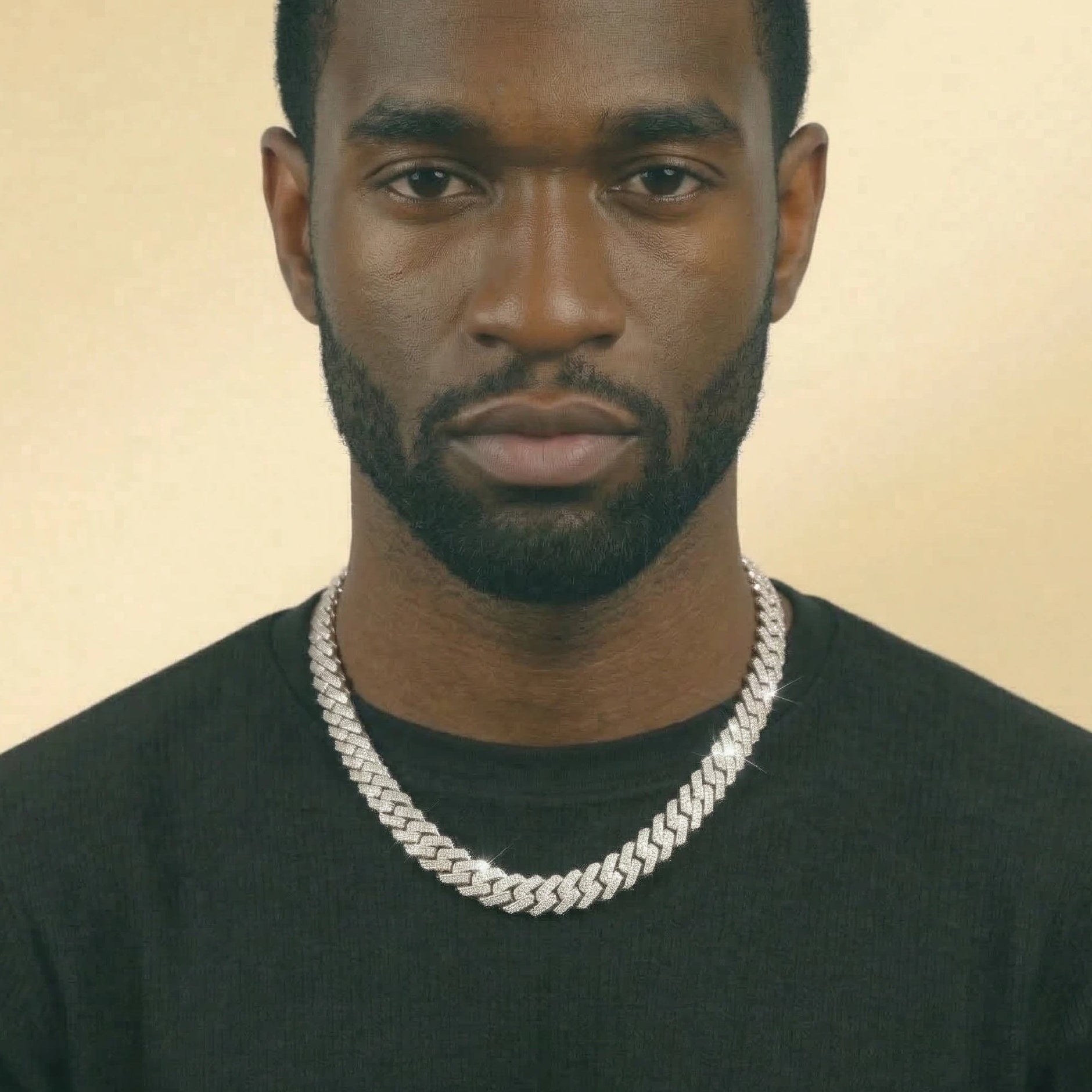 S925 Moissanite Diamond Prong Cuban Link Chain in White Gold - 12mm Necklaces 