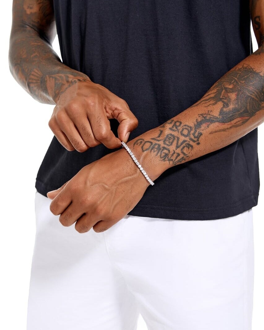 S925 Moissanite Diamond Tennis Chain Bracelet in White Gold - 4mm Bracelets 