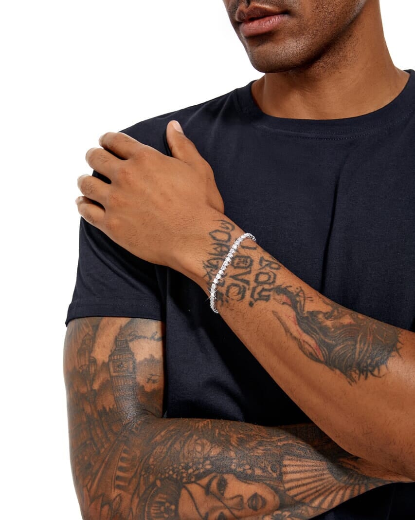 S925 Moissanite Diamond Tennis Chain Bracelet in White Gold - 4mm Bracelets 