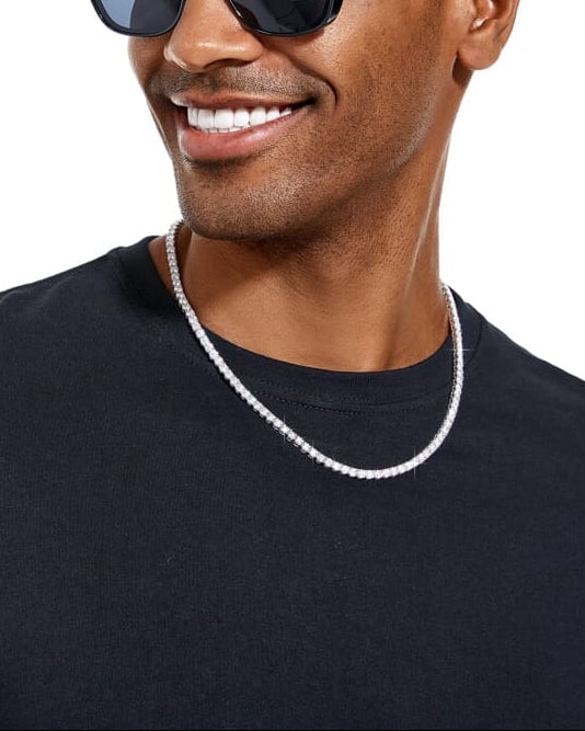 S925 Moissanite Diamond Tennis Chain Necklace in White Gold - 4mm Necklaces 