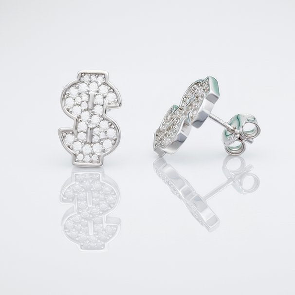 S925 Moissanite Dollar Sign Stud Earrings - VVS1 Earrings 