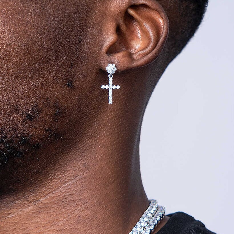 S925 Moissanite Flower Cluster Cross Stud Earrings - VVS1 Earrings 