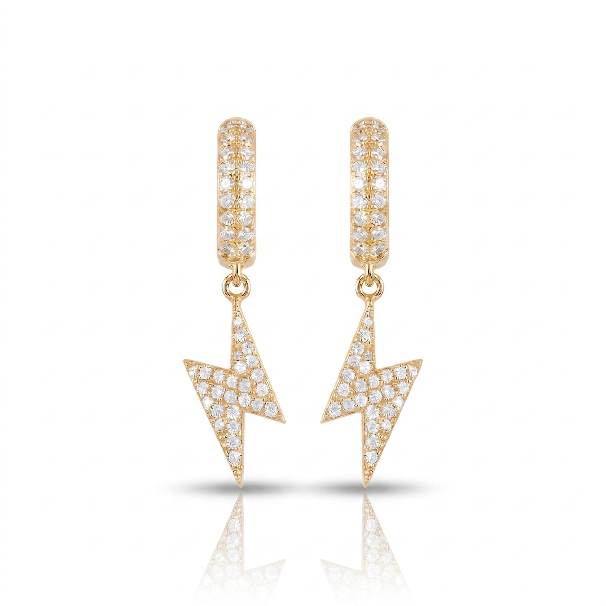 S925 Moissanite Lightning Bolt Hoop Earrings in 14K Gold Earrings 