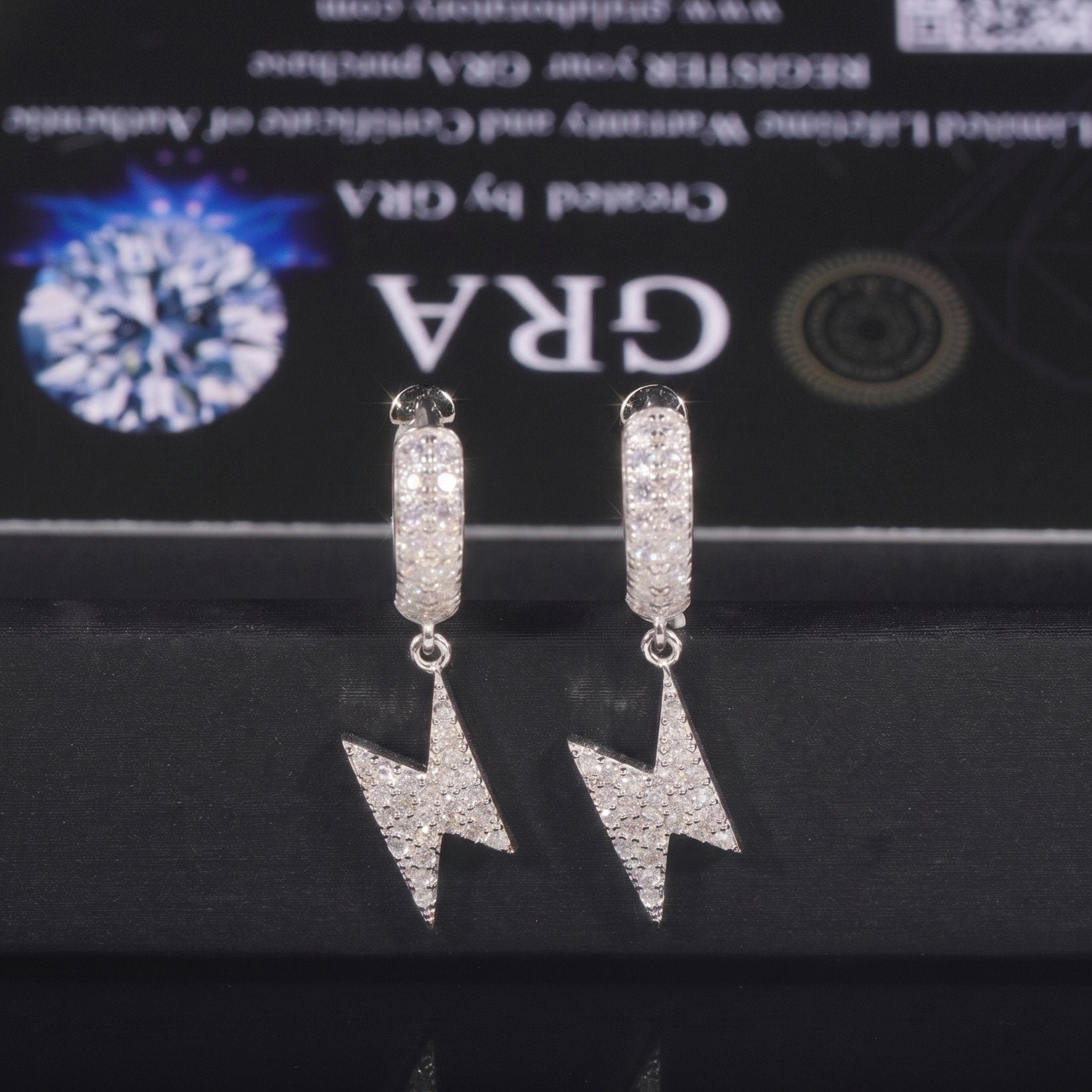 S925 Moissanite Lightning Bolt Hoop Earrings in White Gold Earrings 