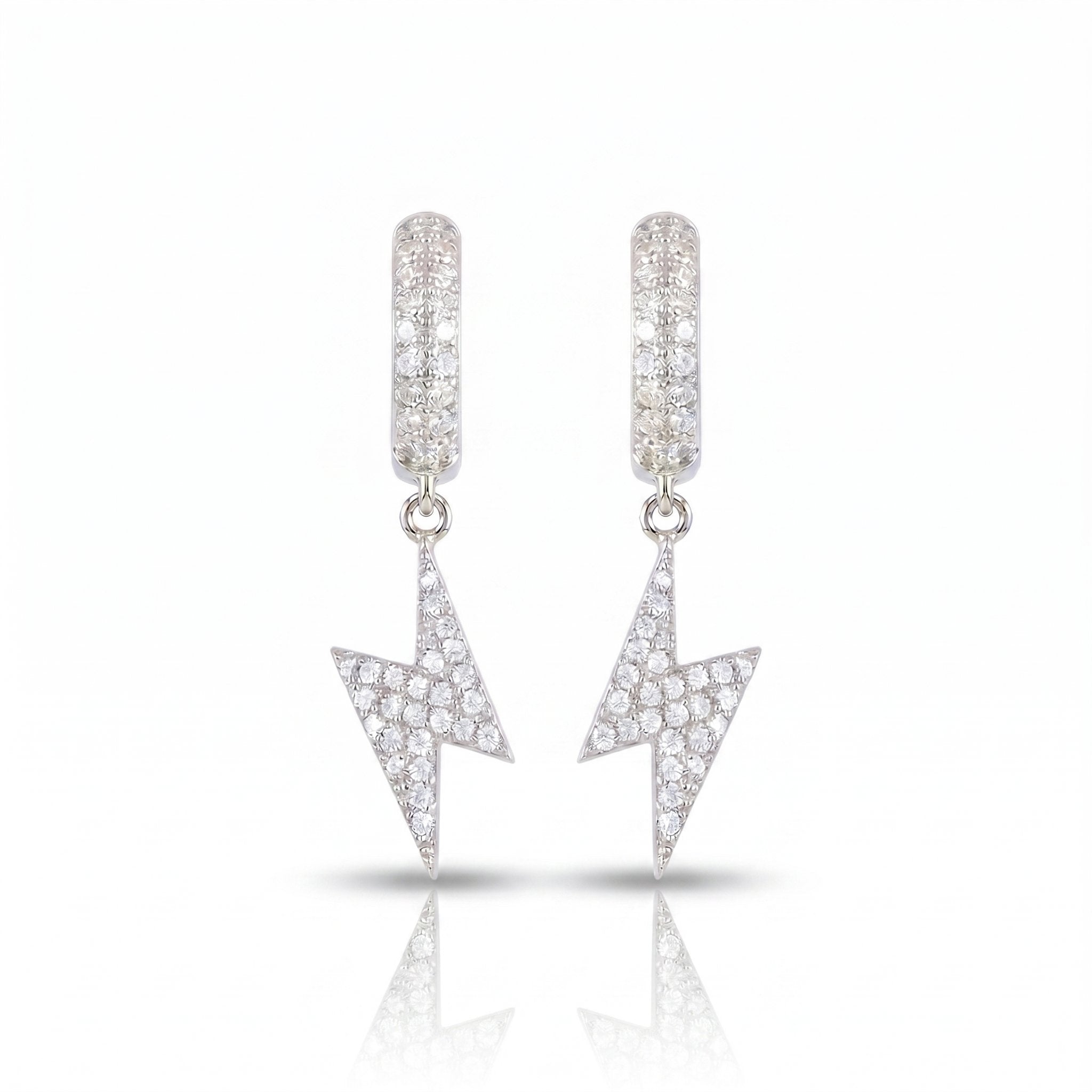 S925 Moissanite Lightning Bolt Hoop Earrings in White Gold Earrings 