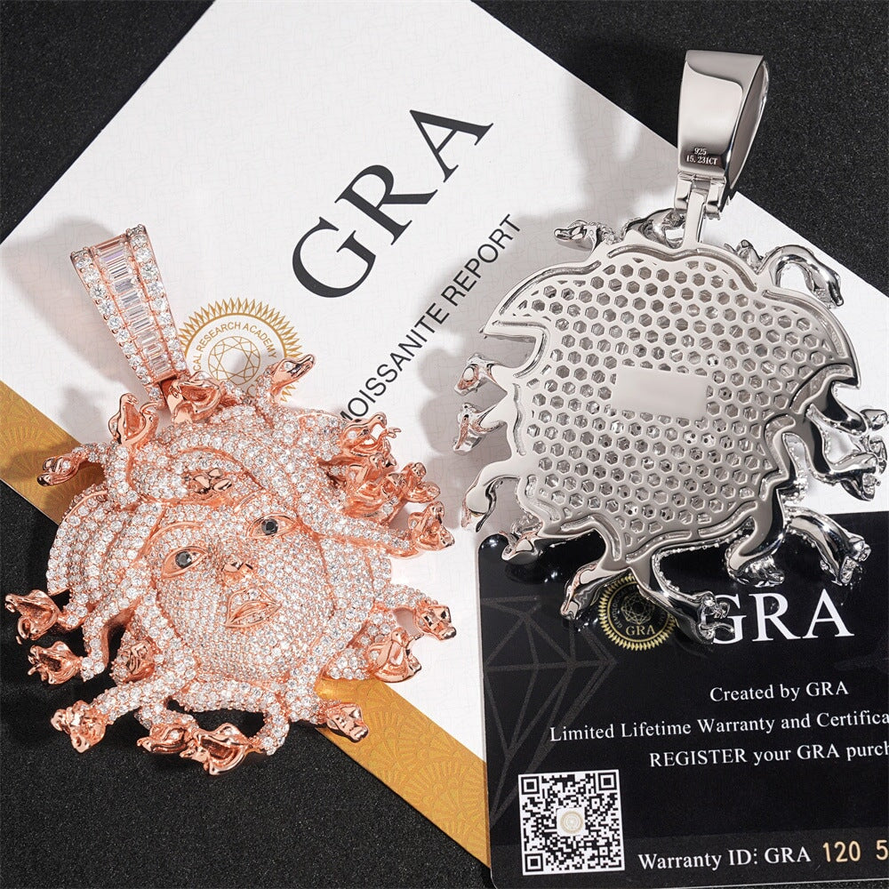 S925 Moissanite Medusa Head Pendant Charms & Pendants 