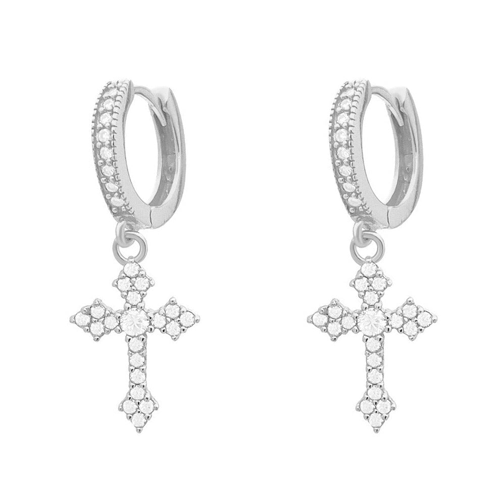 S925 Moissanite Nova Cross Hoop Earrings - VVS1 Earrings 