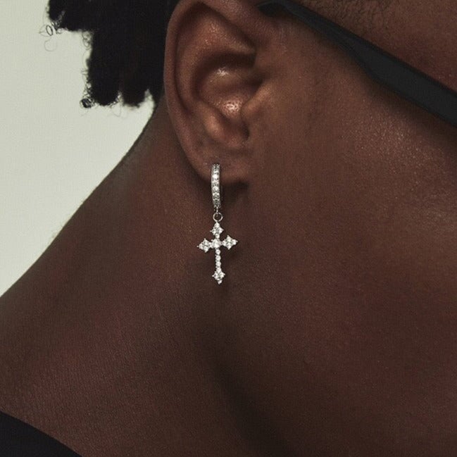 S925 Moissanite Nova Cross Hoop Earrings - VVS1 Earrings 