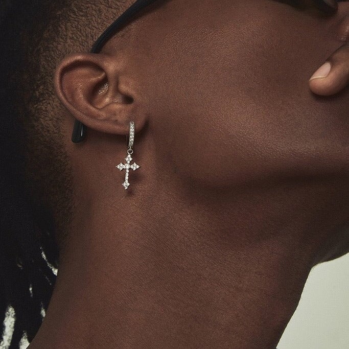 S925 Moissanite Nova Cross Hoop Earrings - VVS1 Earrings 