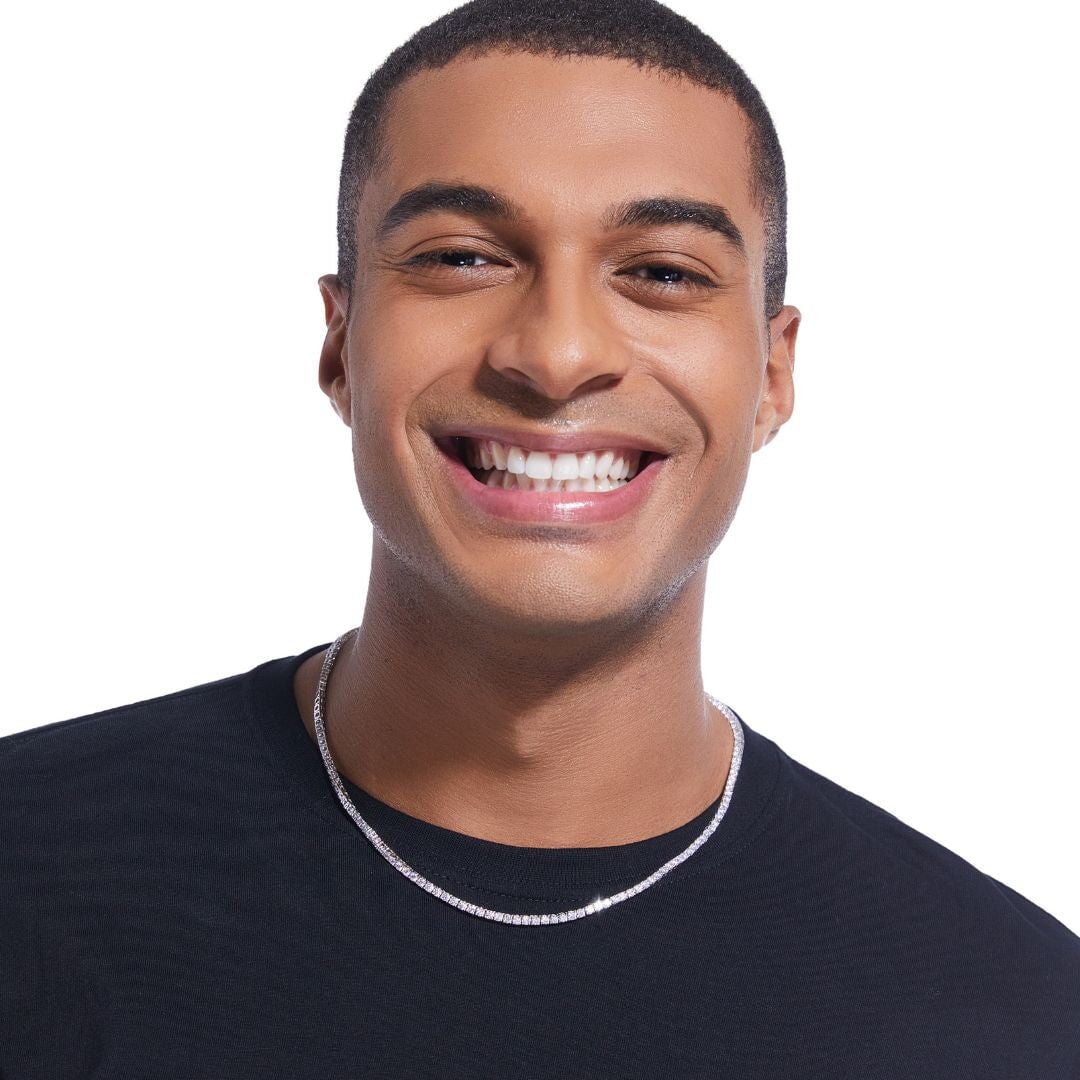 S925 Moissanite Tennis Chain in White Gold - 3mm Necklaces 