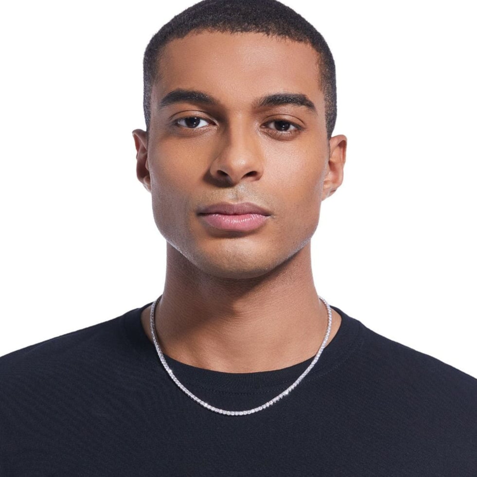 S925 Moissanite Tennis Chain in White Gold - 3mm Necklaces 