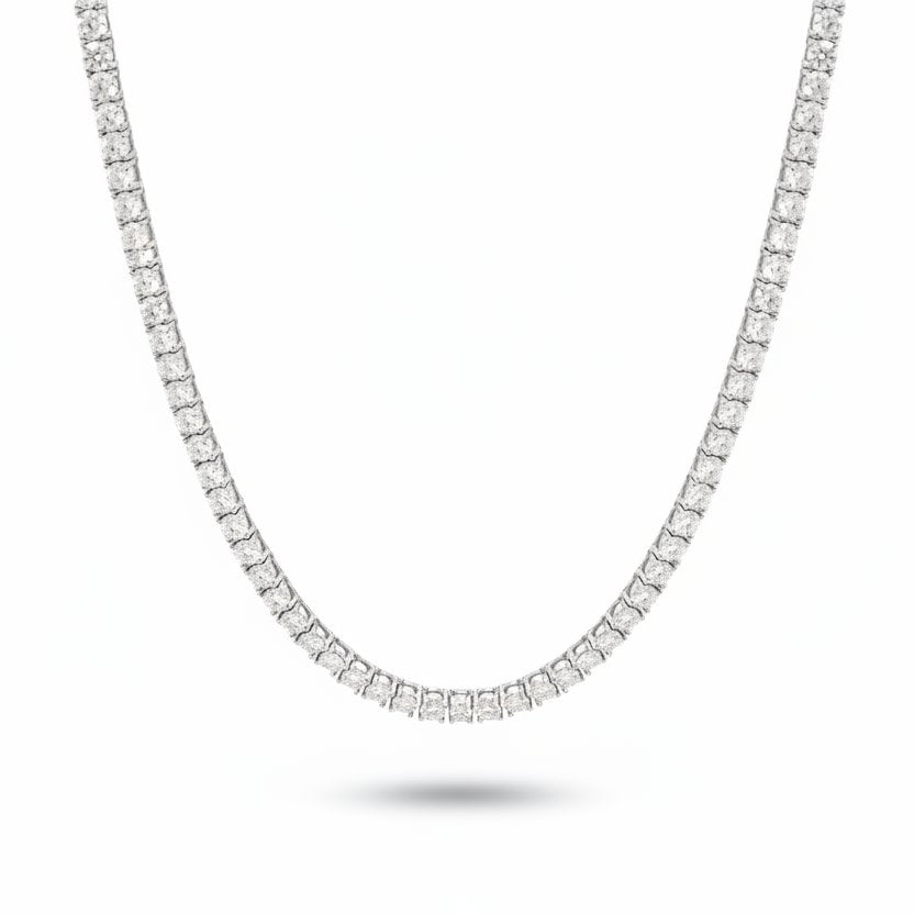 S925 Moissanite Tennis Chain in White Gold - 3mm Necklaces 