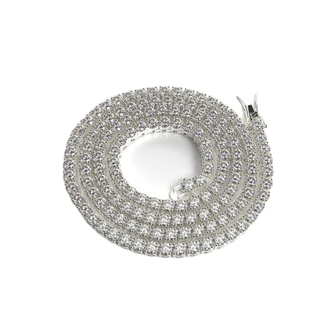 S925 Moissanite Tennis Chain in White Gold - 3mm Necklaces 