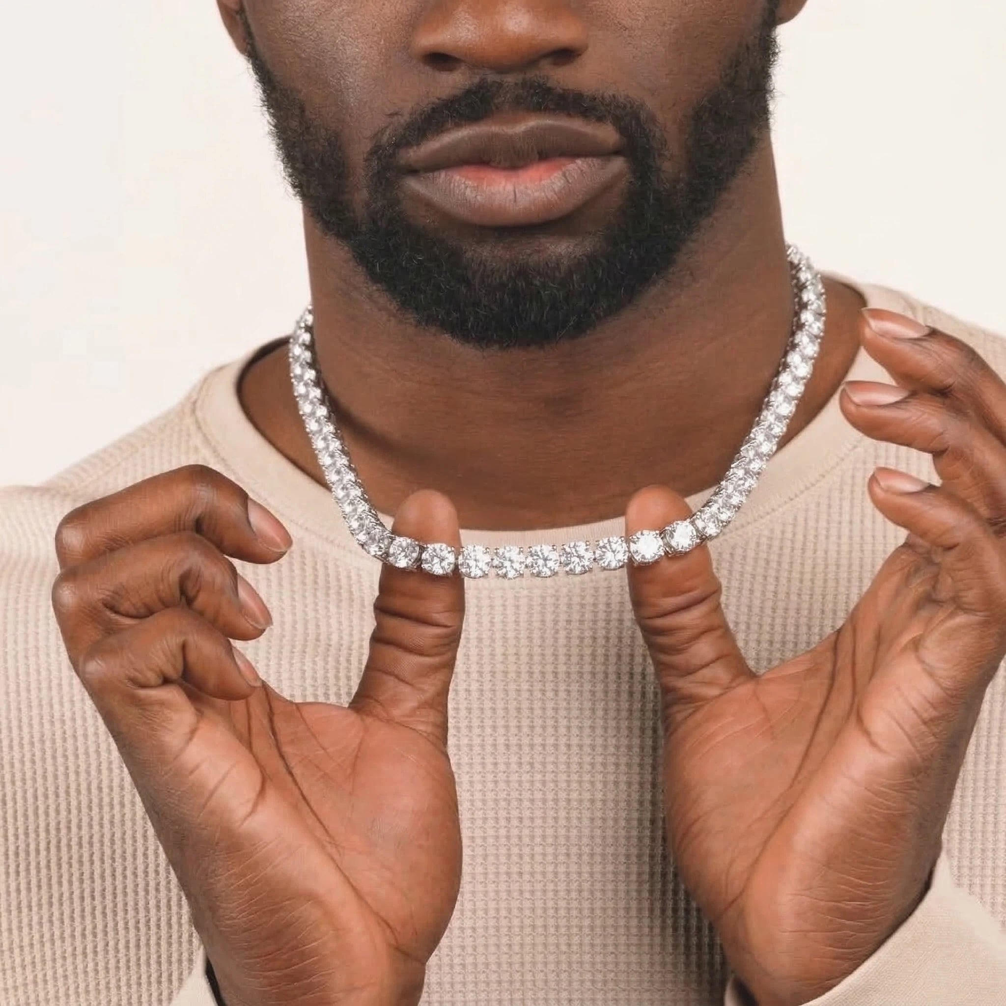 S925 Moissanite Tennis Chain in White Gold - 6.5mm Necklaces 