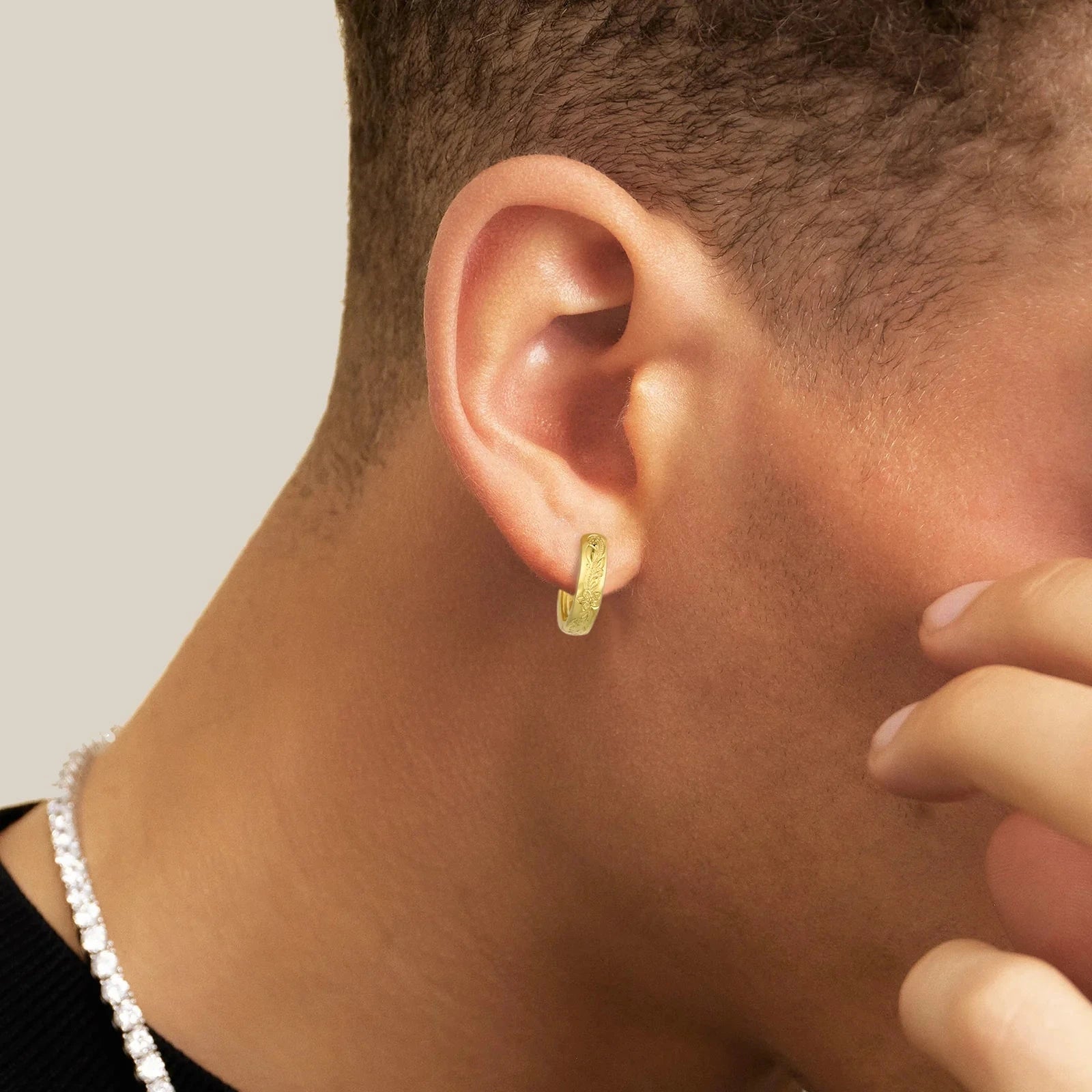 S925 Plumeria Tropical Hawaiian Flower Hoop Earrings in 14K Gold - 15mm Earrings 