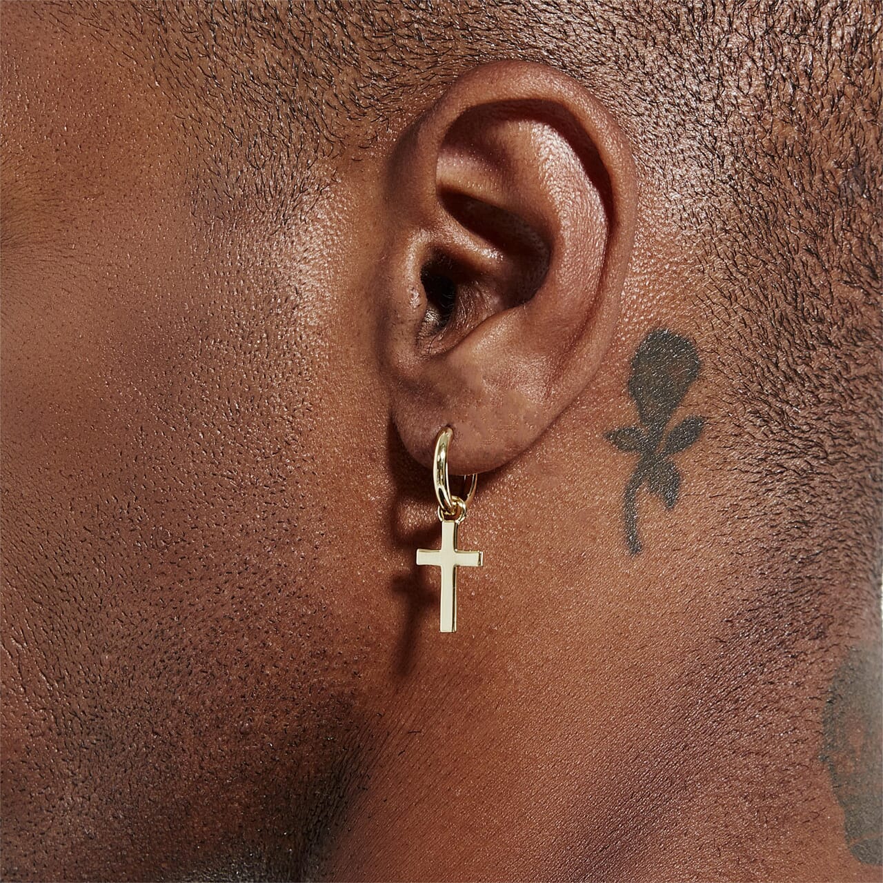 S925 Silver Cross Dangle Earrings - 14K Gold 