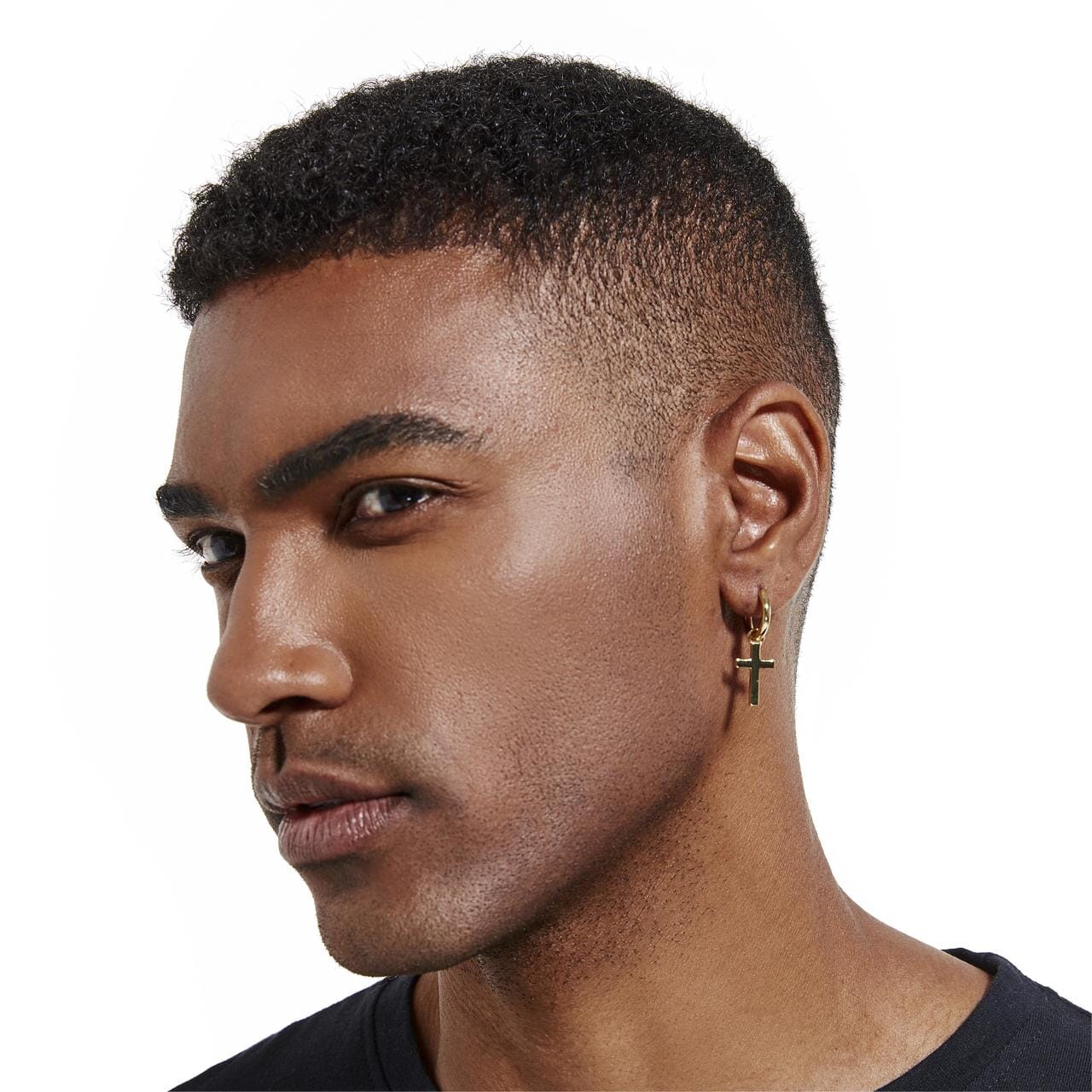 S925 Silver Cross Dangle Earrings - 14K Gold 